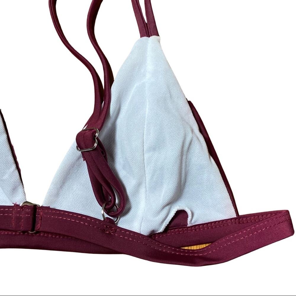 Maroon Triangle Double Strap Bikini Top Sz Medium - Picture 3 of 9